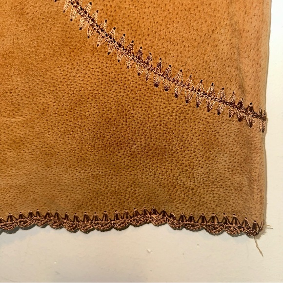 Vintage Neutral Zone Womens XL Brown Leather Mini Skirt Western Cowgirl Hippie - Picture 3 of 8